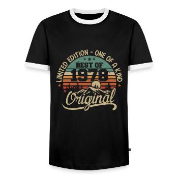Vintage 1978 Légende - Rétro Cadeau D’anniversaire - T-shirt contrasté Homme - noir/blanc - Devant - AI Model Female 172 light (172cm) & AI Model Male 178 light (178cm)