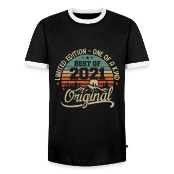 Vintage 2021 Légende - Rétro Cadeau D’anniversaire - T-shirt contrasté Homme - noir/blanc - Devant - AI Model Female 172 light (172cm) & AI Model Male 178 light (178cm)