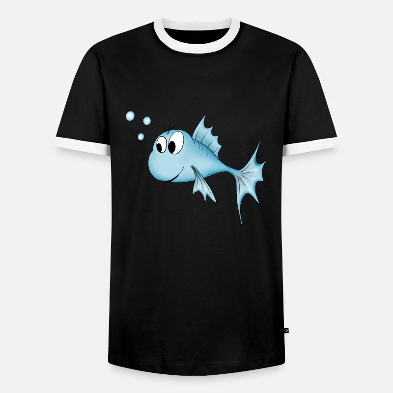 Fisch - Männer Kontrast-T-Shirt - Schwarz/Weiß