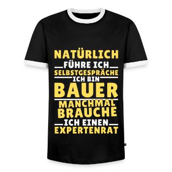 Ich führe Selbstgespräche - Bauer Edition - Männer Kontrast-T-Shirt - Schwarz/Weiß - Vorne - AI Model Female 172 light (172cm) & AI Model Male 178 light (178cm)