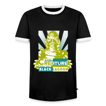 Universal Monsters Creature From Black Lagoon - Men's Ringer Shirt - black/white - Front - AI Model Female 172 light (172cm) & AI Model Male 178 light (178cm)