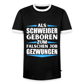 Le soudeur a décroché le mauvais emploi - T-shirt contrasté Homme - noir/blanc - Devant - AI Model Female 172 light (172cm) & AI Model Male 178 light (178cm)