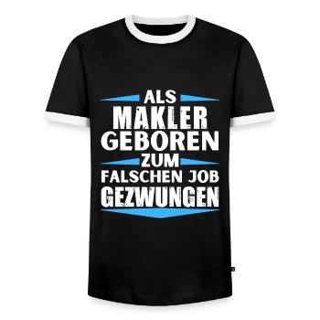 Le courtier s’est trompé d’emploi - T-shirt contrasté Homme - noir/blanc - Devant - AI Model Female 172 light (172cm) & AI Model Male 178 light (178cm)