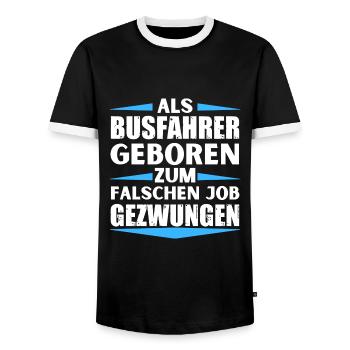 Busfahrer im falschen Job gelandet - Männer Kontrast-T-Shirt - Schwarz/Weiß - Vorne - AI Model Female 172 light (172cm) & AI Model Male 178 light (178cm)