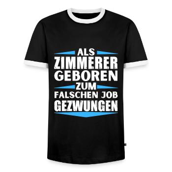 Carpenter landed in the wrong job - Men's Ringer Shirt - black/white - Front - AI Model Female 172 light (172cm) & AI Model Male 178 light (178cm)