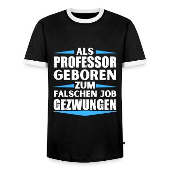 Professor im falschen Job gelandet - Männer Kontrast-T-Shirt - Schwarz/Weiß - Vorne - AI Model Female 172 light (172cm) & AI Model Male 178 light (178cm)