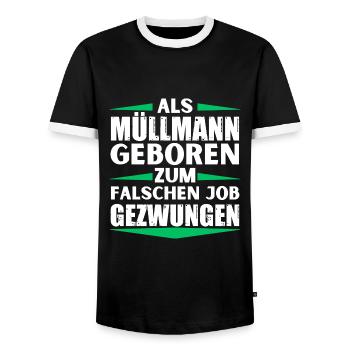 Garbage man landed in the wrong job - Men's Ringer Shirt - black/white - Front - AI Model Female 172 light (172cm) & AI Model Male 178 light (178cm)