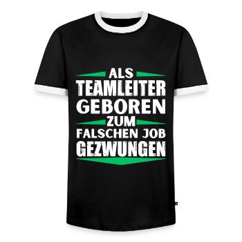 Team leader landed in the wrong job - Men's Ringer Shirt - black/white - Front - AI Model Female 172 light (172cm) & AI Model Male 178 light (178cm)