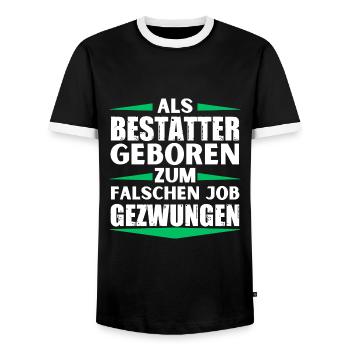 Undertaker landed in the wrong job - Men's Ringer Shirt - black/white - Front - AI Model Female 172 light (172cm) & AI Model Male 178 light (178cm)
