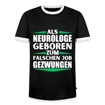 Neurologist landed in the wrong job - Men's Ringer Shirt - black/white - Front - AI Model Female 172 light (172cm) & AI Model Male 178 light (178cm)