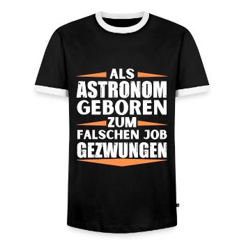 Astronom im falschen Job gelandet - Männer Kontrast-T-Shirt - Schwarz/Weiß - Vorne - AI Model Female 172 light (172cm) & AI Model Male 178 light (178cm)