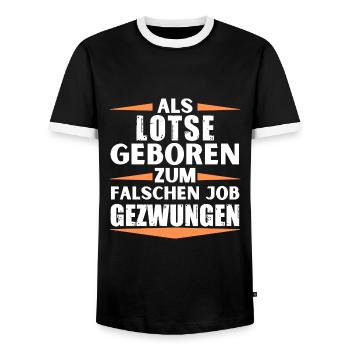 Lotse im falschen Job gelandet - Männer Kontrast-T-Shirt - Schwarz/Weiß - Vorne - AI Model Female 172 light (172cm) & AI Model Male 178 light (178cm)
