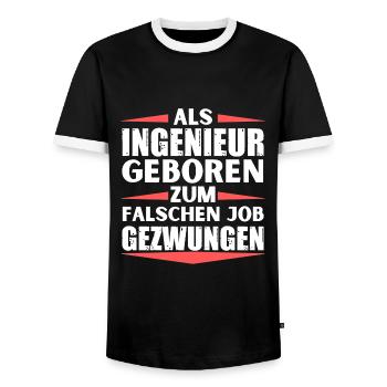Ingenieur im falschen Job gelandet - Männer Kontrast-T-Shirt - Schwarz/Weiß - Vorne - AI Model Female 172 light (172cm) & AI Model Male 178 light (178cm)