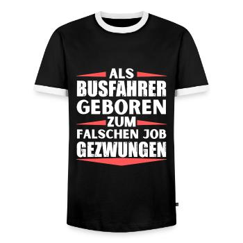 Busfahrer im falschen Job gelandet - Männer Kontrast-T-Shirt - Schwarz/Weiß - Vorne - AI Model Female 172 light (172cm) & AI Model Male 178 light (178cm)
