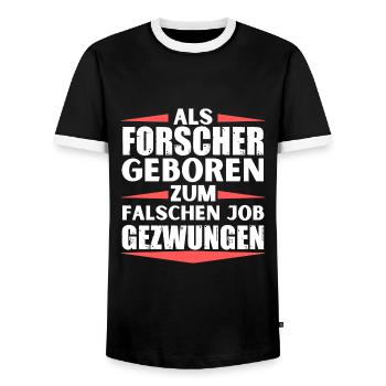 Forscher im falschen Job gelandet - Männer Kontrast-T-Shirt - Schwarz/Weiß - Vorne - AI Model Female 172 light (172cm) & AI Model Male 178 light (178cm)
