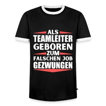 Teamleiter im falschen Job gelandet - Männer Kontrast-T-Shirt - Schwarz/Weiß - Vorne - AI Model Female 172 light (172cm) & AI Model Male 178 light (178cm)