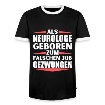 Neurologe im falschen Job gelandet - Männer Kontrast-T-Shirt - Schwarz/Weiß - Vorne - AI Model Female 172 light (172cm) & AI Model Male 178 light (178cm)