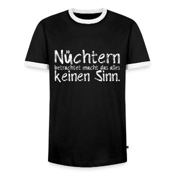 Nüchtern betrachtet macht das alles keinen Sinn - Männer Kontrast-T-Shirt - Schwarz/Weiß - Vorne - AI Model Female 172 light (172cm) & AI Model Male 178 light (178cm)