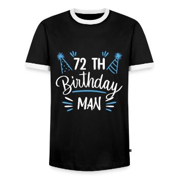 72 ans - cadeau d'anniversaire 72 ans - T-shirt contrasté Homme - noir/blanc - Devant - AI Model Female 172 light (172cm) & AI Model Male 178 light (178cm)