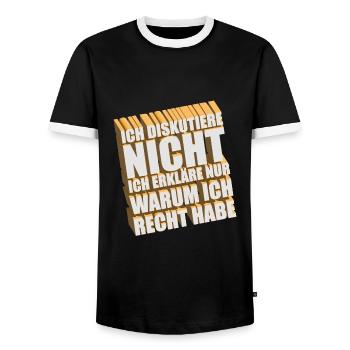 Ich diskutiere nicht Ich erkläre nur warum ich... - Männer Kontrast-T-Shirt - Schwarz/Weiß - Vorne - AI Model Female 172 light (172cm) & AI Model Male 178 light (178cm)