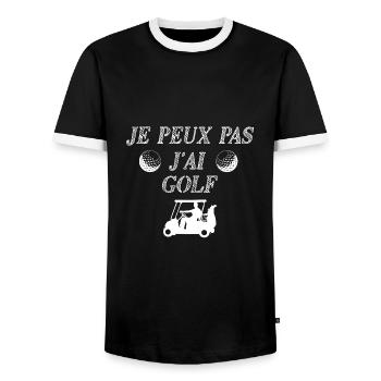 Tee shirt je peux pas j ai golf - T-shirt contrasté Homme - noir/blanc - Devant - AI Model Female 172 light (172cm) & AI Model Male 178 light (178cm)