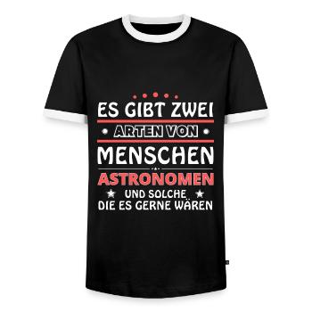 Astronomer gift - two types of...design - Men's Ringer Shirt - black/white - Front - AI Model Female 172 light (172cm) & AI Model Male 178 light (178cm)