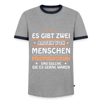 Professor's Gift - Two Types of... Design - Men's Ringer Shirt - grey/navy  - Front - AI Model Female 172 light (172cm) & AI Model Male 178 light (178cm)