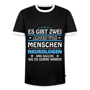 Neurologist Gift - Two Types of... Design - Men's Ringer Shirt - black/white - Front - AI Model Female 172 light (172cm) & AI Model Male 178 light (178cm)