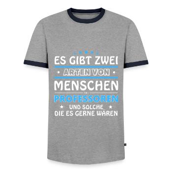 Professors Gift - Two Types of... Design - Men's Ringer Shirt - grey/navy  - Front - AI Model Female 172 light (172cm) & AI Model Male 178 light (178cm)