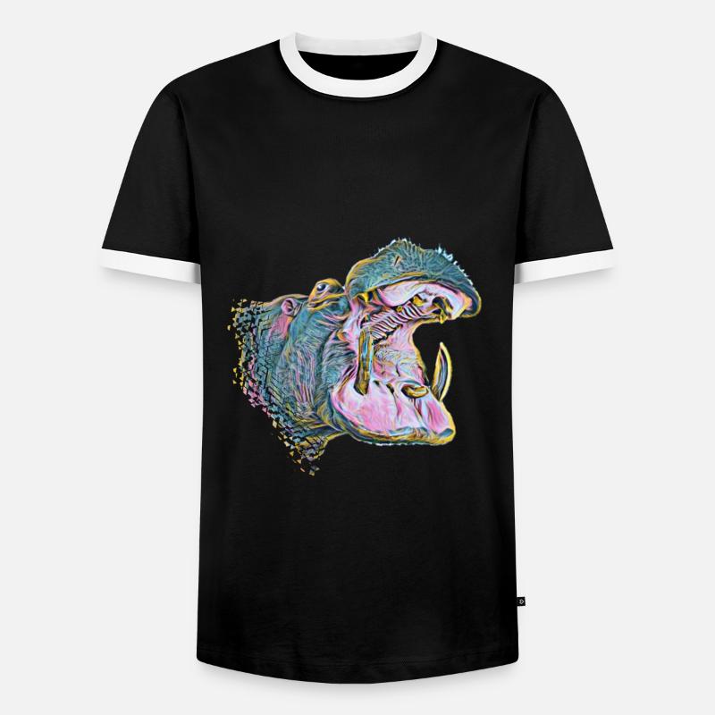 Nilpferd - Männer Kontrast-T-Shirt - Schwarz/Weiß