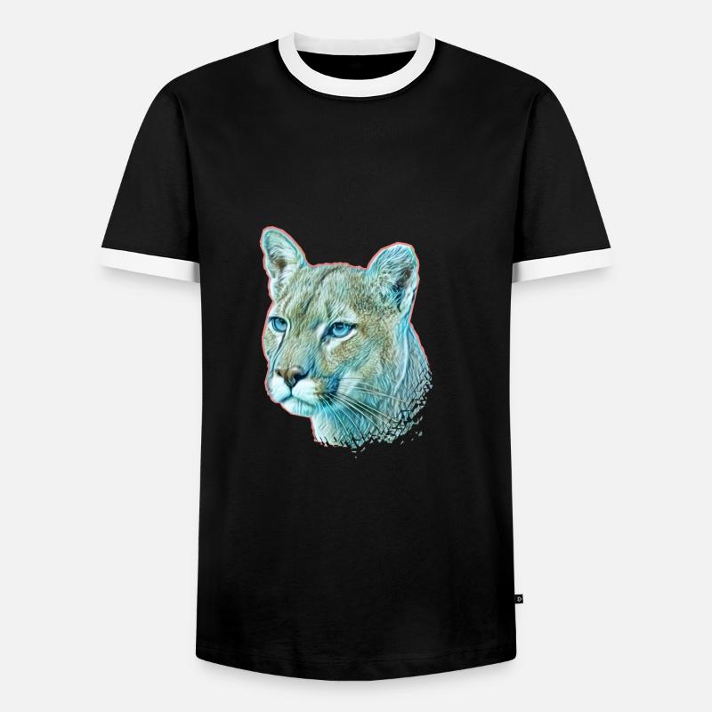 Berglöwe - Männer Kontrast-T-Shirt - Schwarz/Weiß