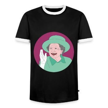 Chemise rétro design de la reine Elizabeth II. - T-shirt contrasté Homme - noir/blanc - Devant - AI Model Female 172 light (172cm) & AI Model Male 178 light (178cm)