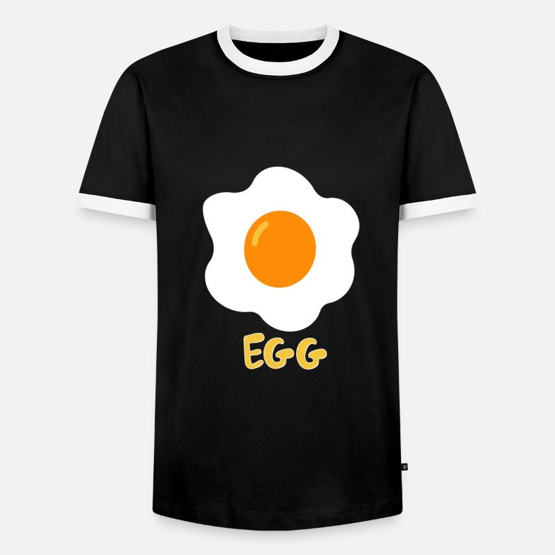 Fried egg eating egg - Men's Ringer Shirt - black/white