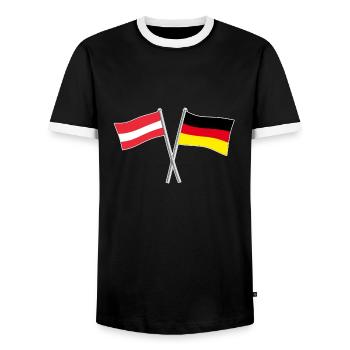 Deutschland Österreich Geschenk - Männer Kontrast-T-Shirt - Schwarz/Weiß - Vorne - AI Model Female 172 light (172cm) & AI Model Male 178 light (178cm)