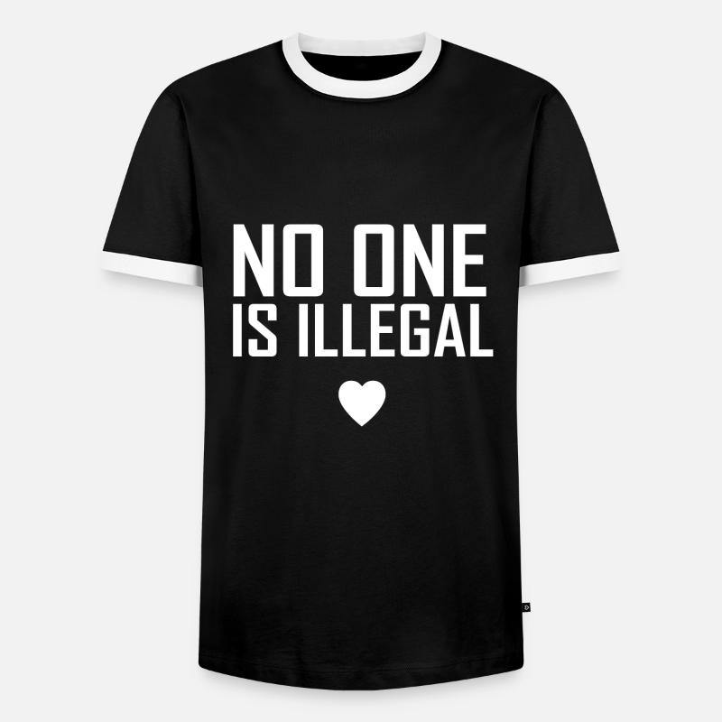 no one is illegal - Men's Ringer Shirt - black/white