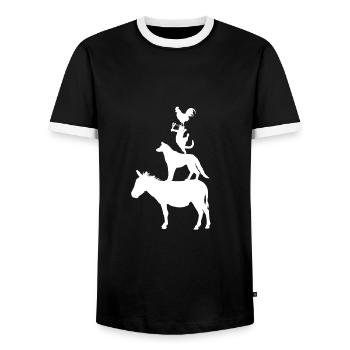 Bremer Stadtmusikanten - Männer Kontrast-T-Shirt - Schwarz/Weiß - Vorne - AI Model Female 172 light (172cm) & AI Model Male 178 light (178cm)