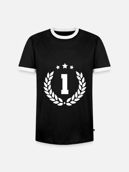 first place 1 - Men's Ringer Shirt - black/white