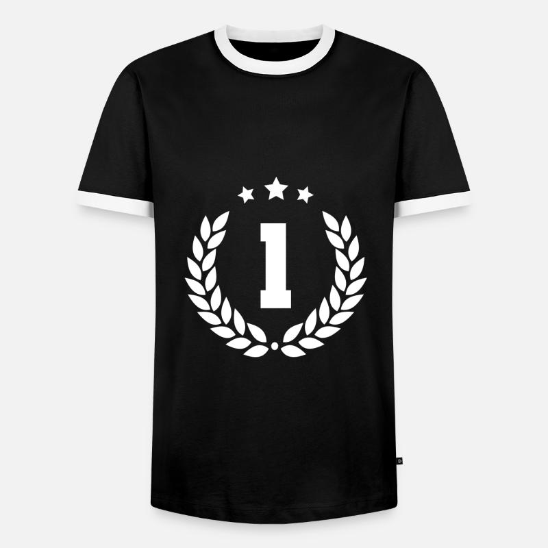 erster Platz 1 - Männer Kontrast-T-Shirt - Schwarz/Weiß