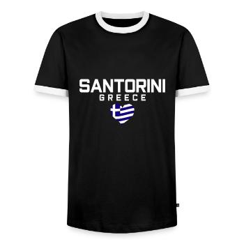 SANTORINI Greece Griechenland - Men's Ringer Shirt - black/white - Front - AI Model Female 172 light (172cm) & AI Model Male 178 light (178cm)