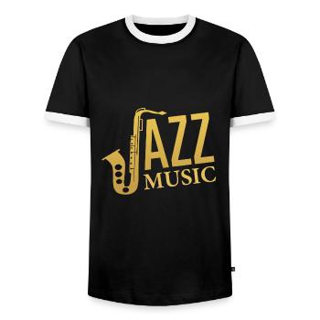 Musique jazz - T-shirt contrasté Homme - noir/blanc - Devant - AI Model Female 172 light (172cm) & AI Model Male 178 light (178cm)