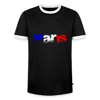 Paris - Men's Ringer Shirt - black/white - Front - AI Model Female 172 light (172cm) & AI Model Male 178 light (178cm)