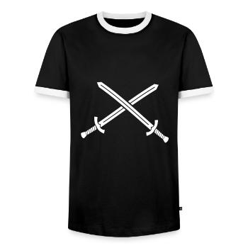 swords silhouette - Men's Ringer Shirt - black/white - Front - AI Model Female 172 light (172cm) & AI Model Male 178 light (178cm)