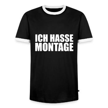 Ich hasse Montage - Männer Kontrast-T-Shirt - Schwarz/Weiß - Vorne - AI Model Female 172 light (172cm) & AI Model Male 178 light (178cm)