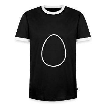 Egg outline - Men's Ringer Shirt - black/white - Front - AI Model Female 172 light (172cm) & AI Model Male 178 light (178cm)