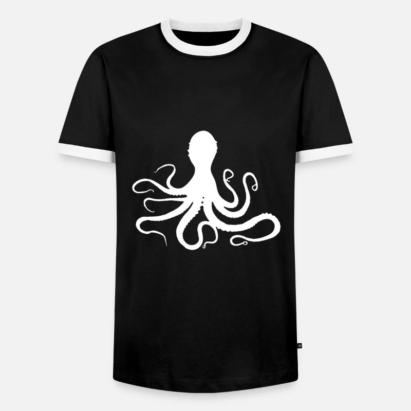 Krake - Männer Kontrast-T-Shirt - Schwarz/Weiß
