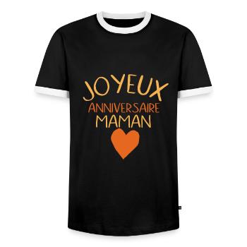 Joyeux anniversaire maman - T-shirt contrasté Homme - noir/blanc - Devant - AI Model Female 172 light (172cm) & AI Model Male 178 light (178cm)