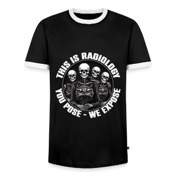 Radiology design funny skeletons radiologist saying - Men's Ringer Shirt - black/white - Front - AI Model Female 172 light (172cm) & AI Model Male 178 light (178cm)