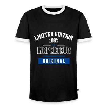 Limited Edition 100% - Inspekteur - Original - Männer Kontrast-T-Shirt - Schwarz/Weiß - Vorne - AI Model Female 172 light (172cm) & AI Model Male 178 light (178cm)