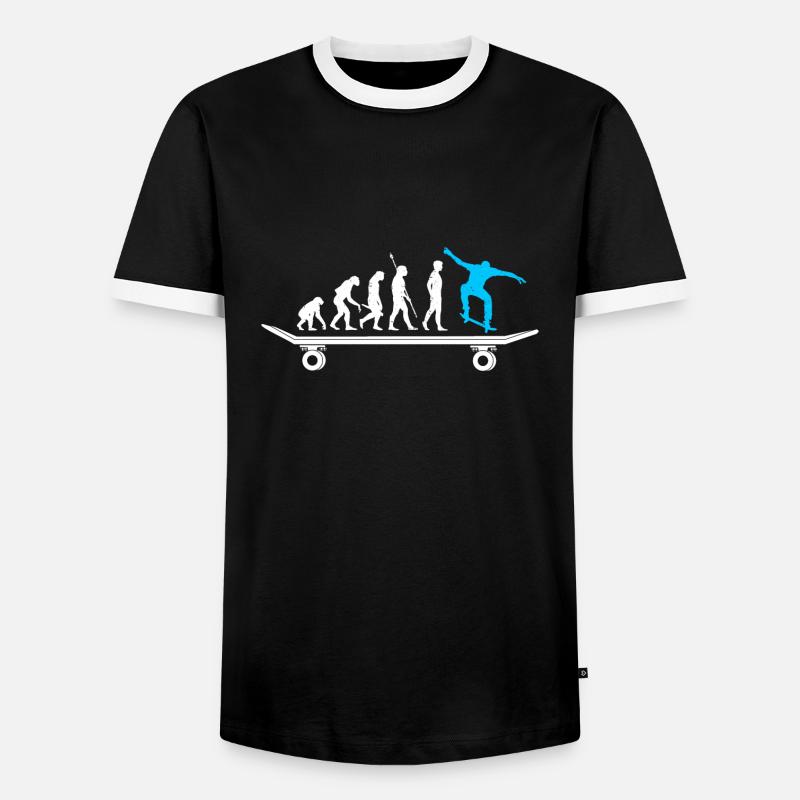 Skateboard Evolution Skateboarder - Männer Kontrast-T-Shirt - Schwarz/Weiß
