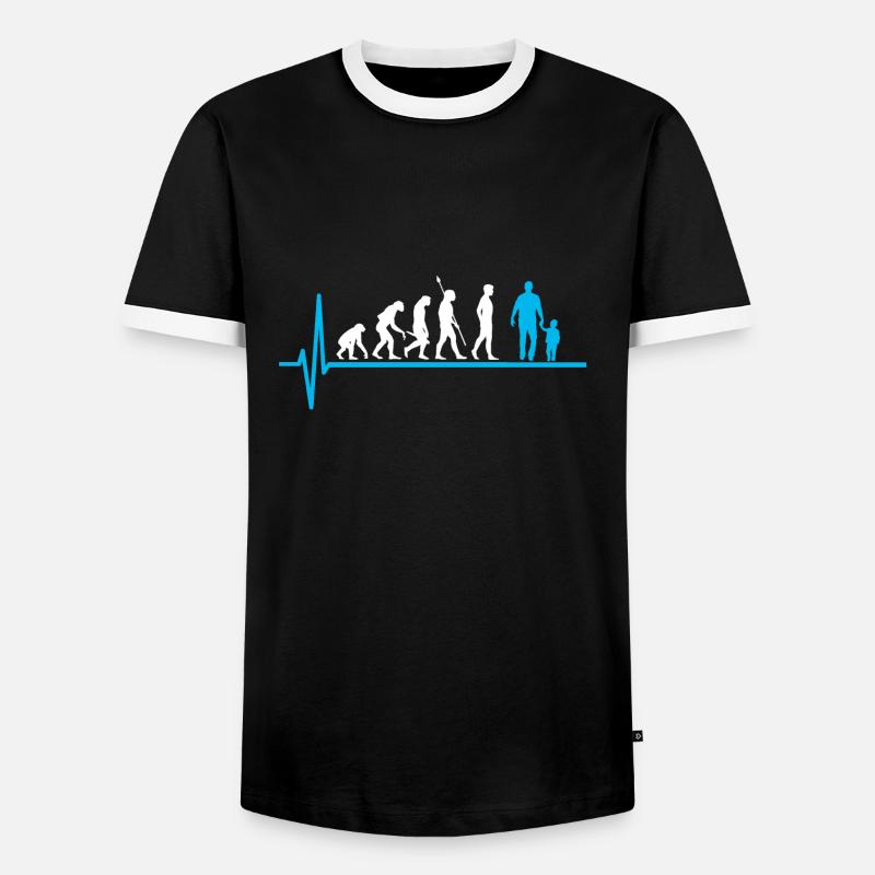 Vater Kind Evolution Papa Vaterschaft - Männer Kontrast-T-Shirt - Schwarz/Weiß
